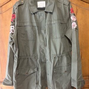 a new day Olive Utility Jacket with Floral Embroidery